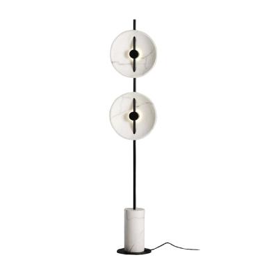 China Modern Designer Modern Art Indoor Metal Glass Round Shade Standingfloor Lamps With Marble Base for sale