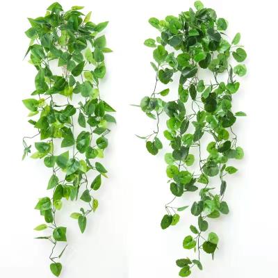 China New Product Simulation Green Plant Popular Artificial Leaves Green Leaf Garland Artificial Hanging Plants for sale