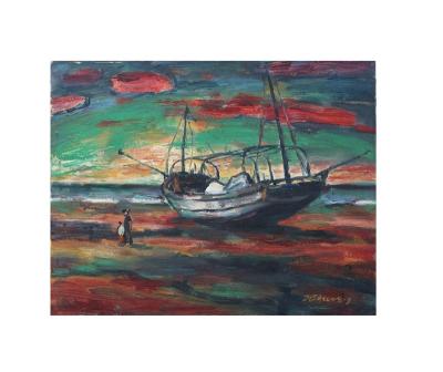 China Top Selling Modern Guaranteed Quality Red Sea Seascape Oil Painting Wall Decor for sale