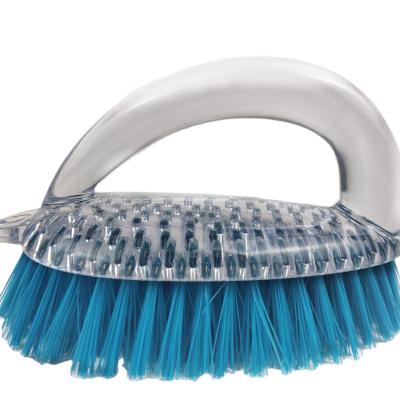 China Viable Oval Clear Handle Colored Bristle Brushes For Universal Household Cleaning for sale