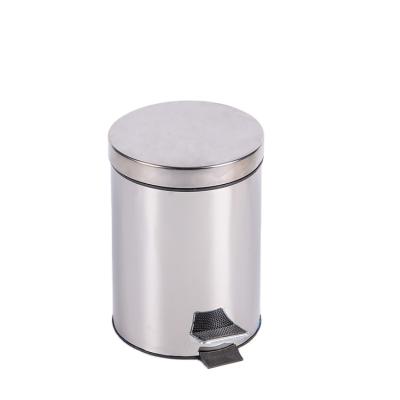 China Sustainable Household Fire Retardant Safe Reliable Circular Stainless Steel Trash Can With Foot Pedal for sale