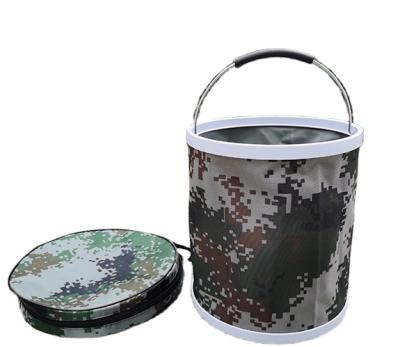 China Sustainable Portable Outdoor Camouflage Color Folding Bucket For Multiple Scenarios Purpose for sale