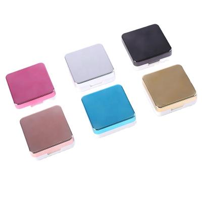 China Stylish Reflective Reflective Contact Lens Cases Cover Cases Portable Private Label Cases Contact Lenses Cases Boxes For Eye Care Travel Kit Color Mirror Plastic Contact Lens Case for sale