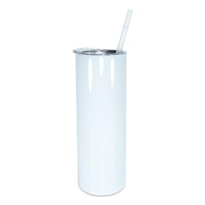 China Wholesale 20oz Sublimation Blank Vacuum Viable Straight Lean Straight Tumbler Double Wall Insulated Water Bottle With Plastic Straw for sale