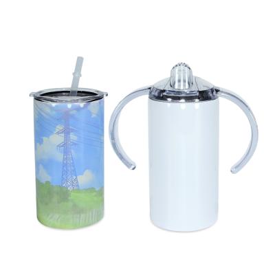 China 8oz/12oz Disposable Bulk Baby Milking Sippy Bottle Sublimation Feeding Blank Kids Straight Tumbler Cup With Straw And Lid for sale