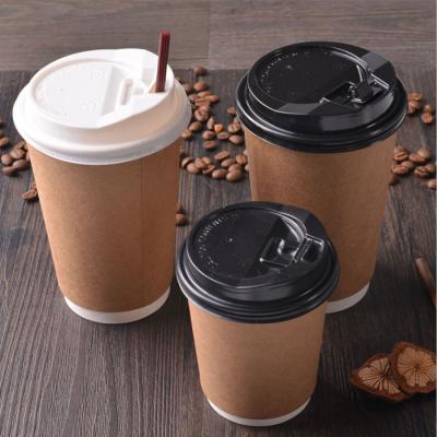 China 8oz/12oz/16oz Milk Tea Cup Disposable Double Wall Paper Disposable Paper Coffee Cup With Lid for sale