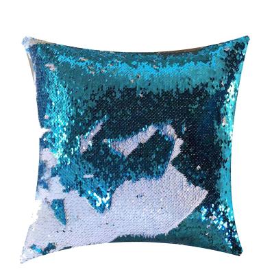 China Magical Color Sequin Mermaid Sublimation Pillow Case Cover Sequin Folded Reversible Pillow Case For Home Decoration Sublimation Blanks for sale