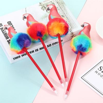 China office & Fashionable School Pen POM POM Pen Cute Cartoon Pens Cheap Parrot Shaped Pen for sale