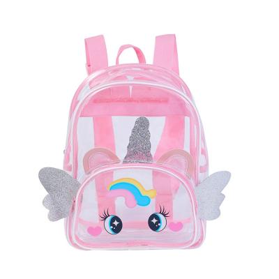 China Large Unicorn Backpack Girls' Wing Cute School Bags Eyed PVC Waterproof New Cartoon Transparent Backpack Children for sale