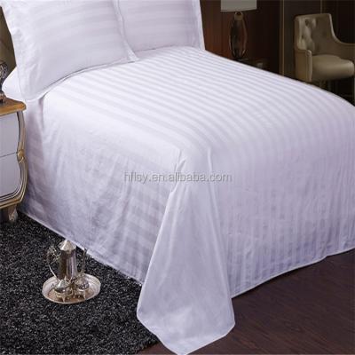 China Disposable 100% Cotton Fabric Bed Linen 3cm Stripe Hotel Bedding Set With Cheap Price for sale