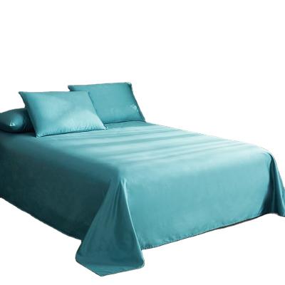 China Nondisposable 600TC Cotton Home Bedding Sheet Blue Dyed Large Ready To Ship Bed Flat Sheet for sale