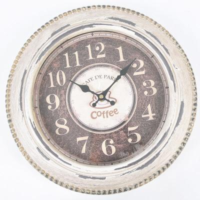 China Nordic Retro Style Antique Wooden Glass Wall Clocks Craft Style Home Decorative for sale