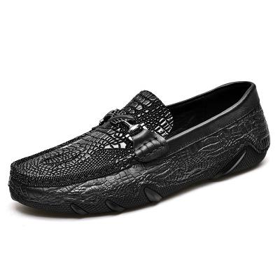 China Fashion Trend New Design Leather Loafers Men's Moccasin Loafers High Quality Crocodile Pattern Leather Shoes For Men for sale