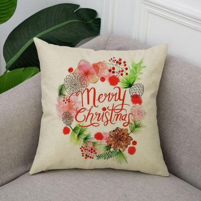 China Viable Customized Printed Christmas Cushion Cover Pillow Case Wholesale Plain Decorative Linen Blanket for sale