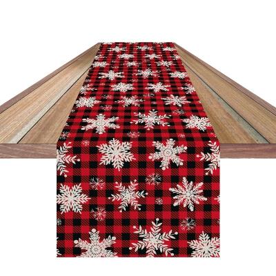 China Christmas Table Cloth New Arrival Plaid Table Runner Christmas Snowflake Decoration Table Cloth Red Cloth Mat for sale