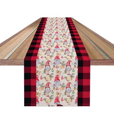 China Flower Canvas Exquisite Plaid Christmas Runner Christmas Tablecloth Newcomer Table Pattern Dwarf Tablecloth for sale