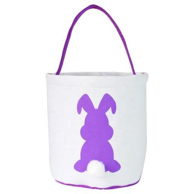 China Easter Decoration Personalized Canvas Bunny Easter Bucket Large Capacity Kids Gift Tote Bag for sale