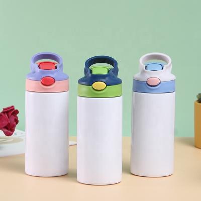 China Creative Viable Empty Stainless Steel Sippy Cup Water Bottle Tumblers Children Sublimation Straight Student Straw Cup for sale