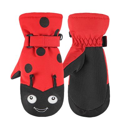 China Adjustable Wrist Customized Kids Winter Thermal Mittens Non Slip Durable Waterproof Coral Fleece Gloves for sale