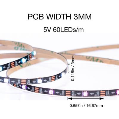 China Ultra Narrow Cuttable 3mm 4mm 5mm WS2812B Smart RGBIC Slim RGB Led Strip For Sand Table Model Car Atmosphere Light Computer Accessories for sale