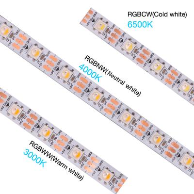 China SK6812 Cuttable Led Strip RGBW Waterproof 5M 300LED SMD 5050 RGBWW rgbw rgncw DC 5V Smart Warm White Addressable Led Strip Light for sale