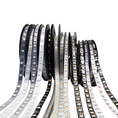 China Dream Waterproof WS2812 30 60 144 Smart RGB 5050 White Color Cuttable IP30 IP65 IP67 Waterproof Black WS2812B RGBIC 5v Led Strip Light for sale