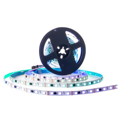 China Residential Multi Color 5050 RGB 12V Addressable 24V 30 LED 60 LED IP20 16703 IC Roll Led Strip Lights Connect to Google Amazon Alexa for sale