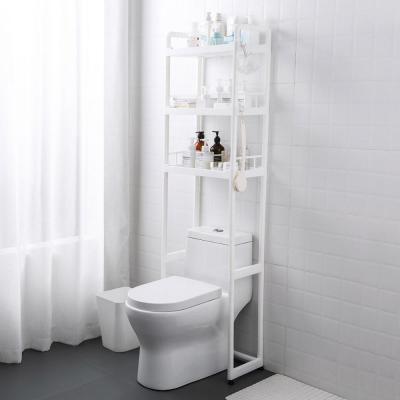 China Multifunctional Plastic Diaper Storage Shelf for Bathroom Toilet Rack Shower Shampoo Storage Space Saving for sale