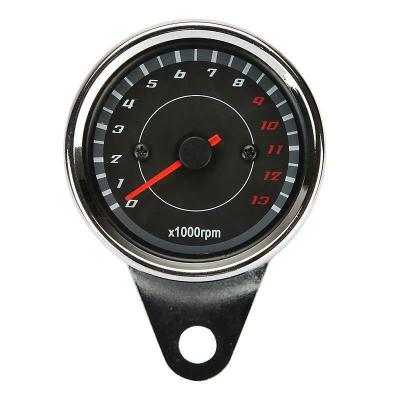 China Universal Motorcycle LED Backlit Tachometer 12V Tachometer 12V Digital Stainless Steel Tacho Gauge Silver Gauge 9*9*7CM for sale