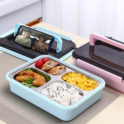 China Rectangle Viable Food Leakage Proof Bento Box Kids Metal Stainless Steel Updraft Insulated School Lunch Boxes For Children for sale