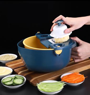 China 9 Viable In 1 Plastic Strainer Multifunctional Vegetable Chopper Slicer Fruit And Vegetable Double Drain Basket Grater Mandoline for sale