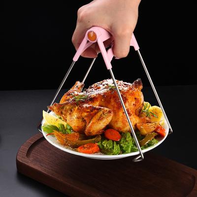 China Durable Anti-hot Dish Tong Foldable Kitchen Dish Hot Bowl Clip Stainless Steel Food Tongs Dish Dish Bowl Clip for sale