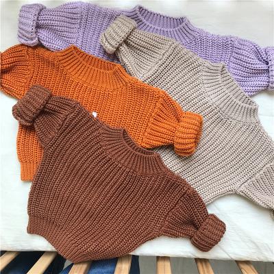 China Breathable Neutral Chunky Knit Sweater Manufacturer 100%Cotton Crews Jacquard Pullover Crewneck Sweaters Oversized Comfortable Custom Toddlers for sale