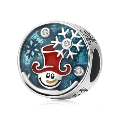 China TRENDY Christmas DIY Charm Collectible Jewelry Silver Gingerbread Santa 925 Sterling Silver Bead Snowman Charms For Bracelet for sale