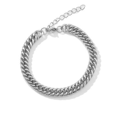 China Custom Vintage Hip Hop Stainless Steel Silver Gold Plated Miami Chunky Cuban Link Chain Bracelet For Women Men for sale