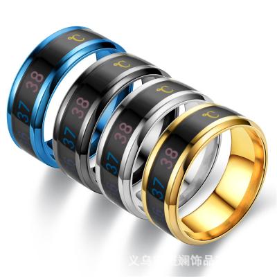 China New Technology Punk Design Customized Titanium Steel Temperature Measuring Ring Intelligent Sensor Body Temperature Ring for sale