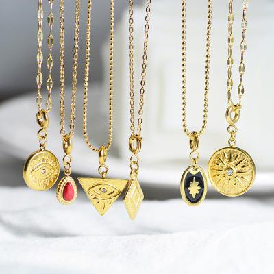 China Tasty Vintage DIY Gold Plated Pendant Charms Rhinestone Quartz Crystal Natural Stone Necklace Stainless Steel Jewelry Women for sale