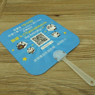 China Europe New Products Advertising Qr Code Hot Selling Plastic Hand Square Fan for sale