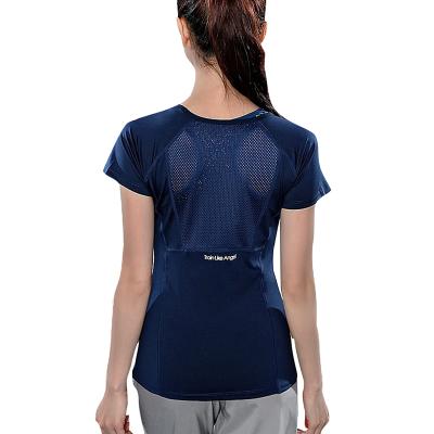 China Breathable Women Summer T-shirts Slim Fit Mesh Women Gym Shirt Sport Top Short Sleeve Yoga Top Wear Fitness Fitness for sale