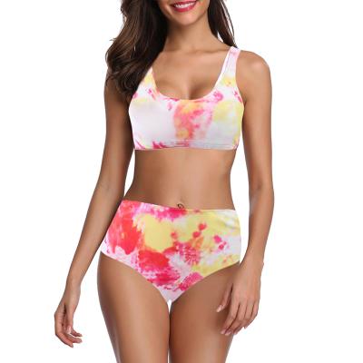 China Two-Piece Dye Bikini Swimsuit Sustainable Women High Waisted Swimsuit Padded Bikini Set Swimwear for sale