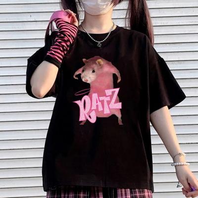 China Fashion Viable Wholesale Women's T-shirt Fashion O-neck Sleeve Design Cartoon Popular T-shirt Ladies Girls Loose Casual Short T-shirt for sale