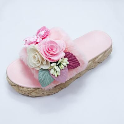 China Hot Sale 2019 Anti-odor New Design Slipper With Flowers For Women PVC Material Winter Shoes Open Toe Europe Market for sale