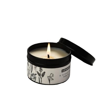 China Wholesale Black Scented Eco-Friendly Scented Candles Smokeless Oil Scent Oil Tin Can Candles Soy Wax Scented Candles For Hand Ceremony for sale