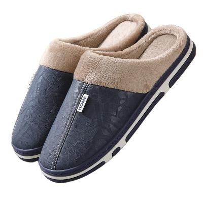 China Antiskid Slippers Winter PU Slippers Unisex Men Warm Waterproof Home Indoor Slippers Wholesale Supplie for sale