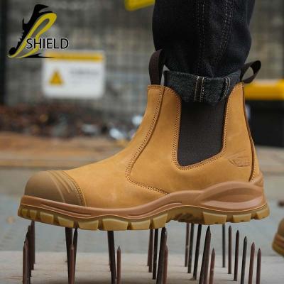 China Steel Toe safety boot no lace top quality nu buck leather safety boot with pu pu out sole SAFETY shoes for sale