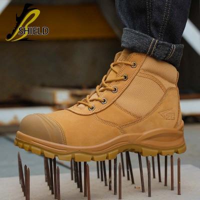 China Steel Toe SHIELD suede leather rubber out sole work boot woodland safety shoes for men for sale