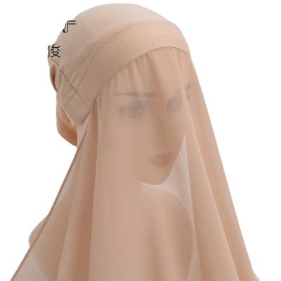 China 2021 New Solid Color Muslim Gauze Stain Muslim Gauze Hijab Adult Woman Baotou Scarf Pearl Chiffon Middle East Malaysia Modal Headscarf for sale