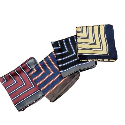 China Fashion Sunscreen Variety Casual Head Scarf Professional 70*70cm Small Square Striped Square Silk Scarf for sale