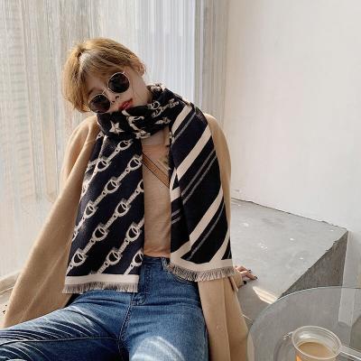 China Geometry Scarf Luxury Women's Autumn And Winter Warmth Multi-Element Pattern Bare Polyester Long Scarf for sale