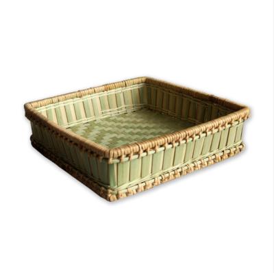 China China manual bamboo product square basket bamboo make up fruit basket fruit tea table desk receive basket for sale